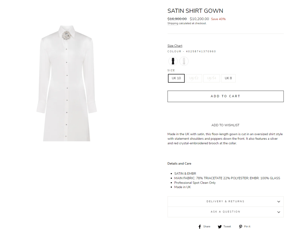 白色長袍則為16,900港元。