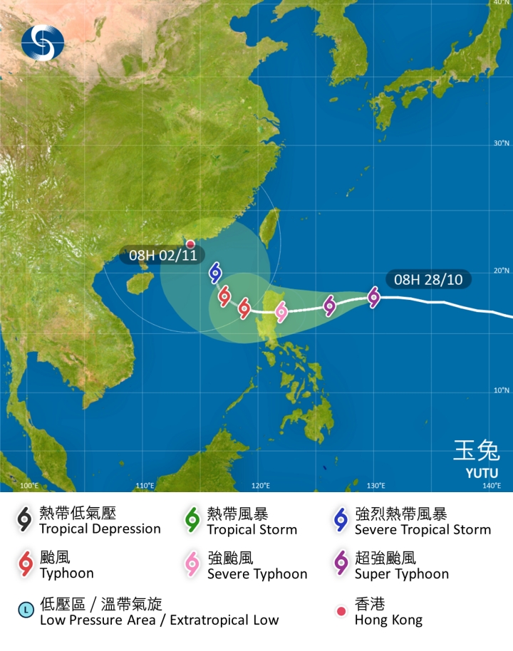 玉兔預測路徑。天文台