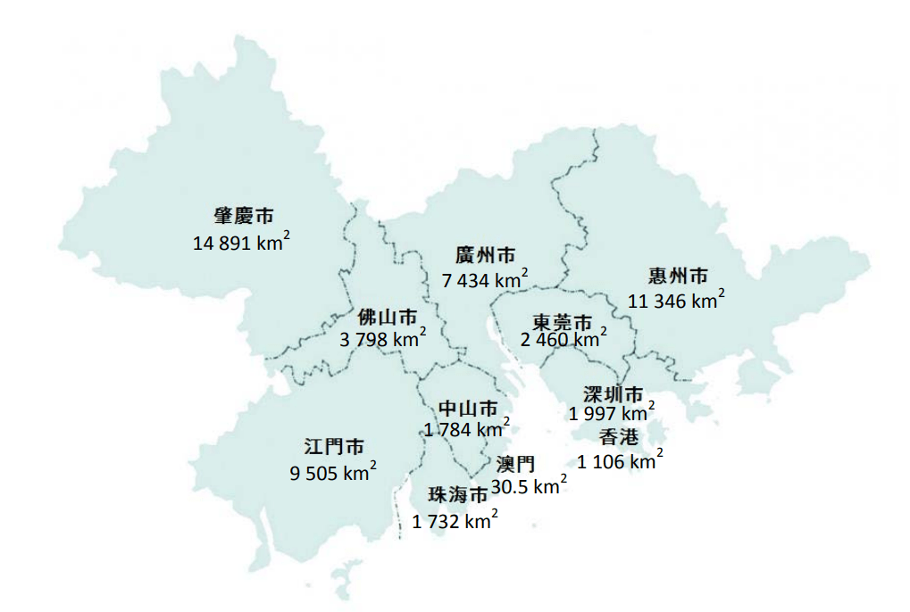 2016 年粵港澳大灣區地理圖（立法會秘書處資料研究組製圖）