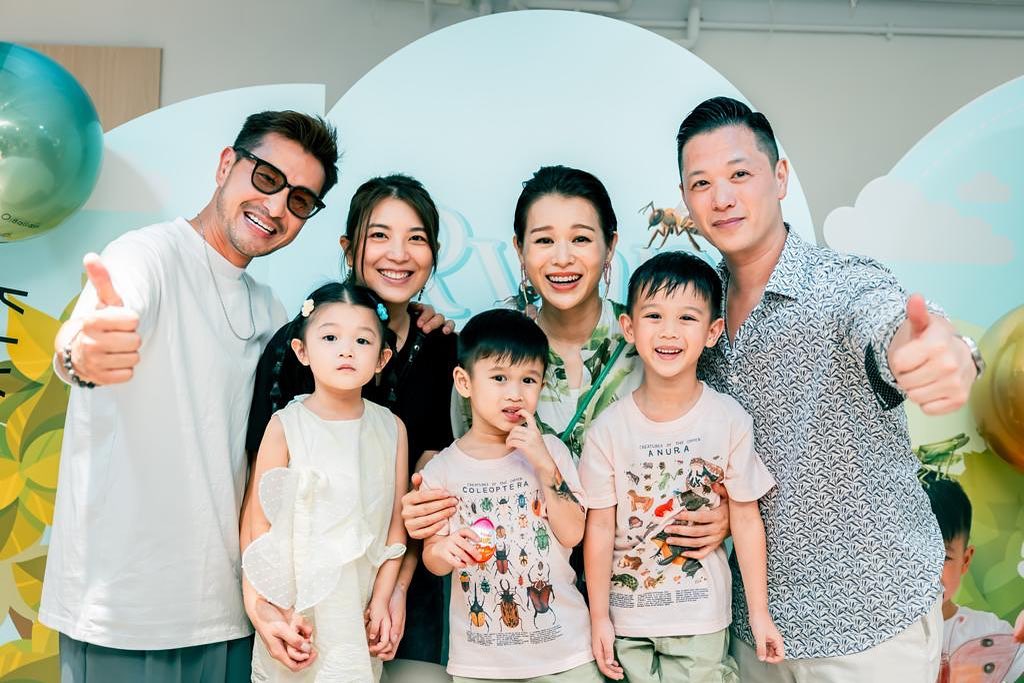陳展鵬及老婆單文柔帶同囡囡「小豬比」出席胡杏兒的兒子Ryan的生日會。