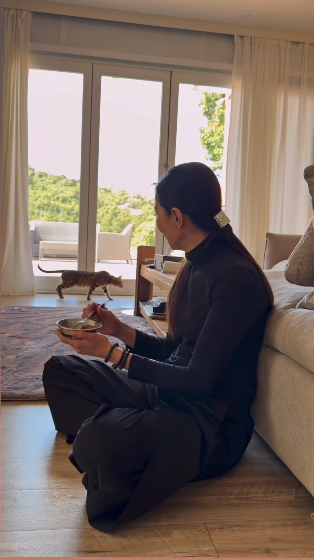 滕麗名豪宅,看到一整排落地玻璃窗。 滕麗名豪宅,看到一整排落地玻璃窗。