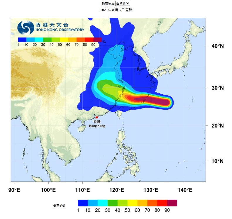 白海豚路徑圖。天文台 白海豚路徑圖。天文台
