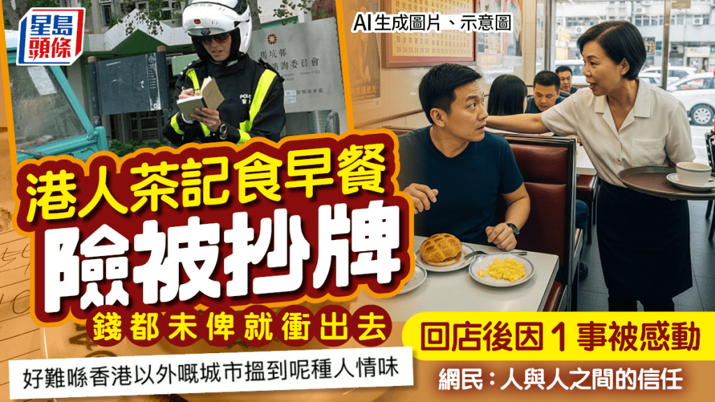 港人茶記食早餐感嘆人情味滿瀉！險被抄牌「錢都未俾就衝出去」 回店後因1事被感動：人與人之間的信任