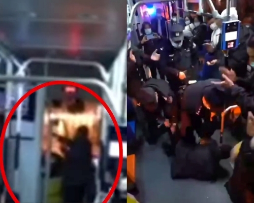 湖北大叔拒戴口罩反罵巴士司機，被警察制服後乘客齊拍掌。