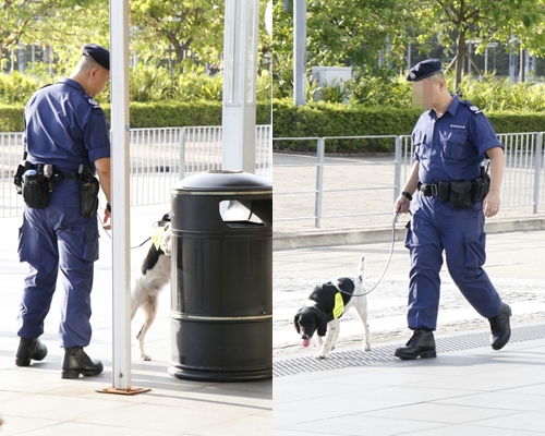 警員帶警犬巡邏