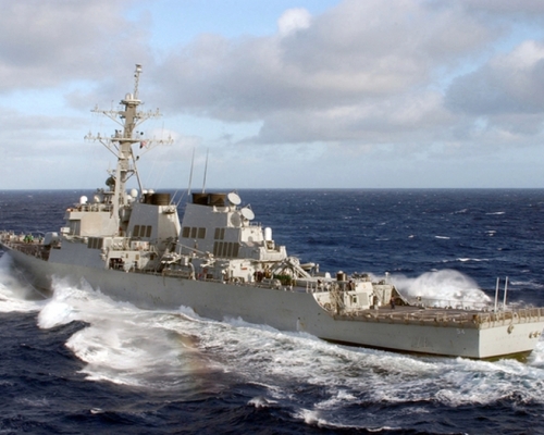 美軍其中一艘穿越台海的飛彈驅逐艦，威廉勞倫斯號（USS William P. Lawrence）。（網圖）