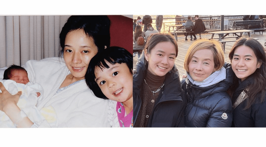 毛舜筠早前在IG PO了两名女儿儿时和现在的合照。