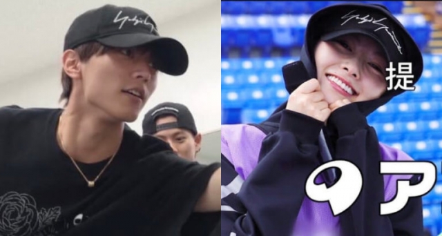 近日有眼利的网民发现二人曾各自戴同款情侣帽上节目！