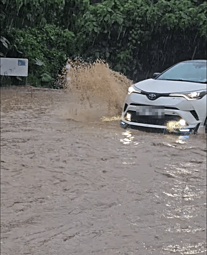 汽車在水中駛過。網圖