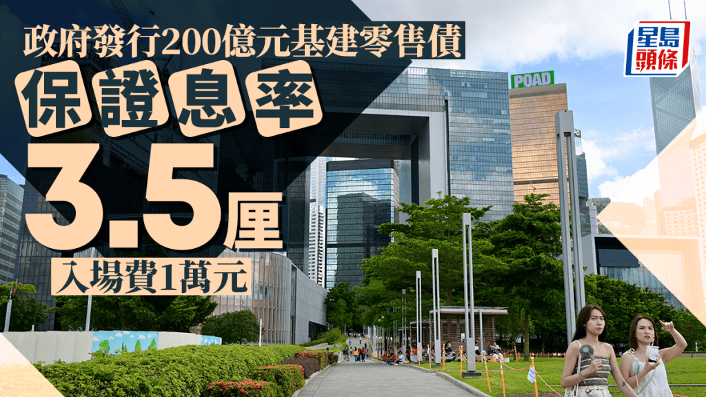 政府發行200億元基建零售債 保證息率3.5厘 入場費1萬元 學者：減息周期下3.5厘具吸引力