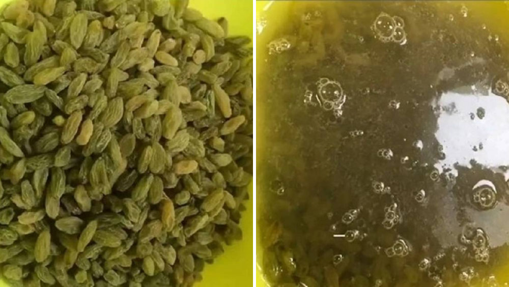 女網民分享吃葡萄乾清洗多次水依然渾濁。