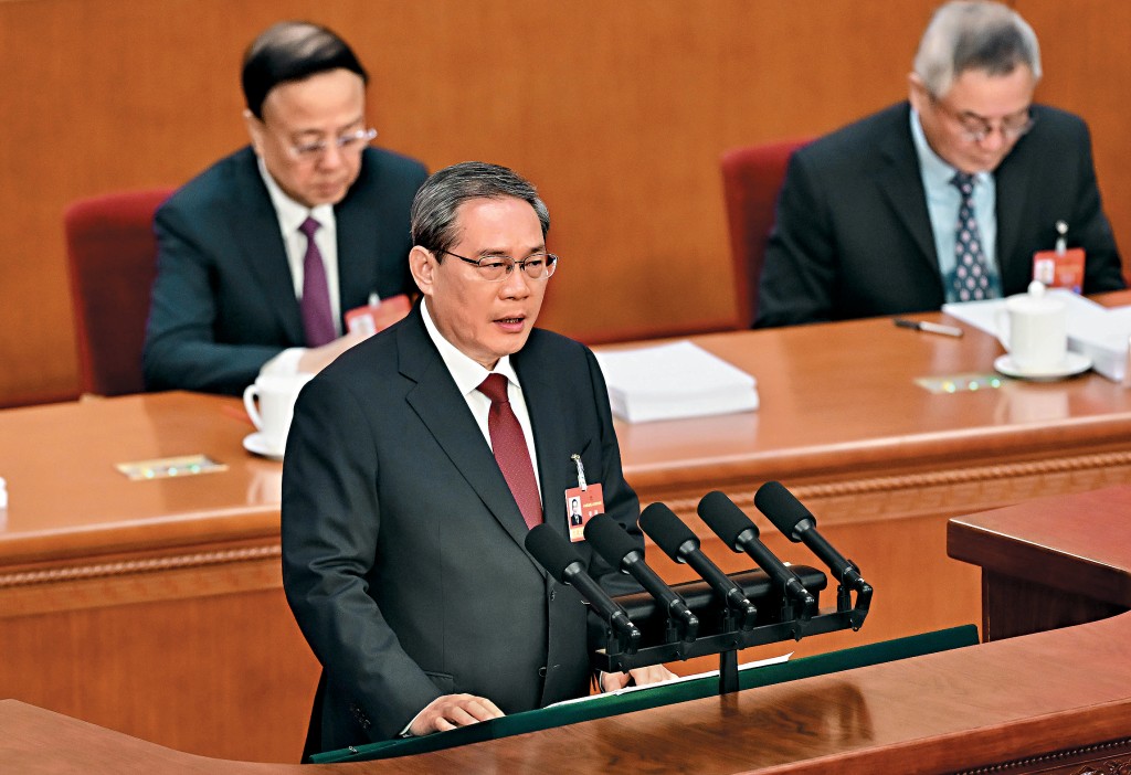 全國人大會議昨日開幕，國務院總理李強發表政府工作報告。