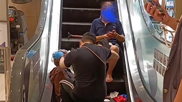 兩長者搭電梯跌倒受傷。 fb：上水人大聯盟
