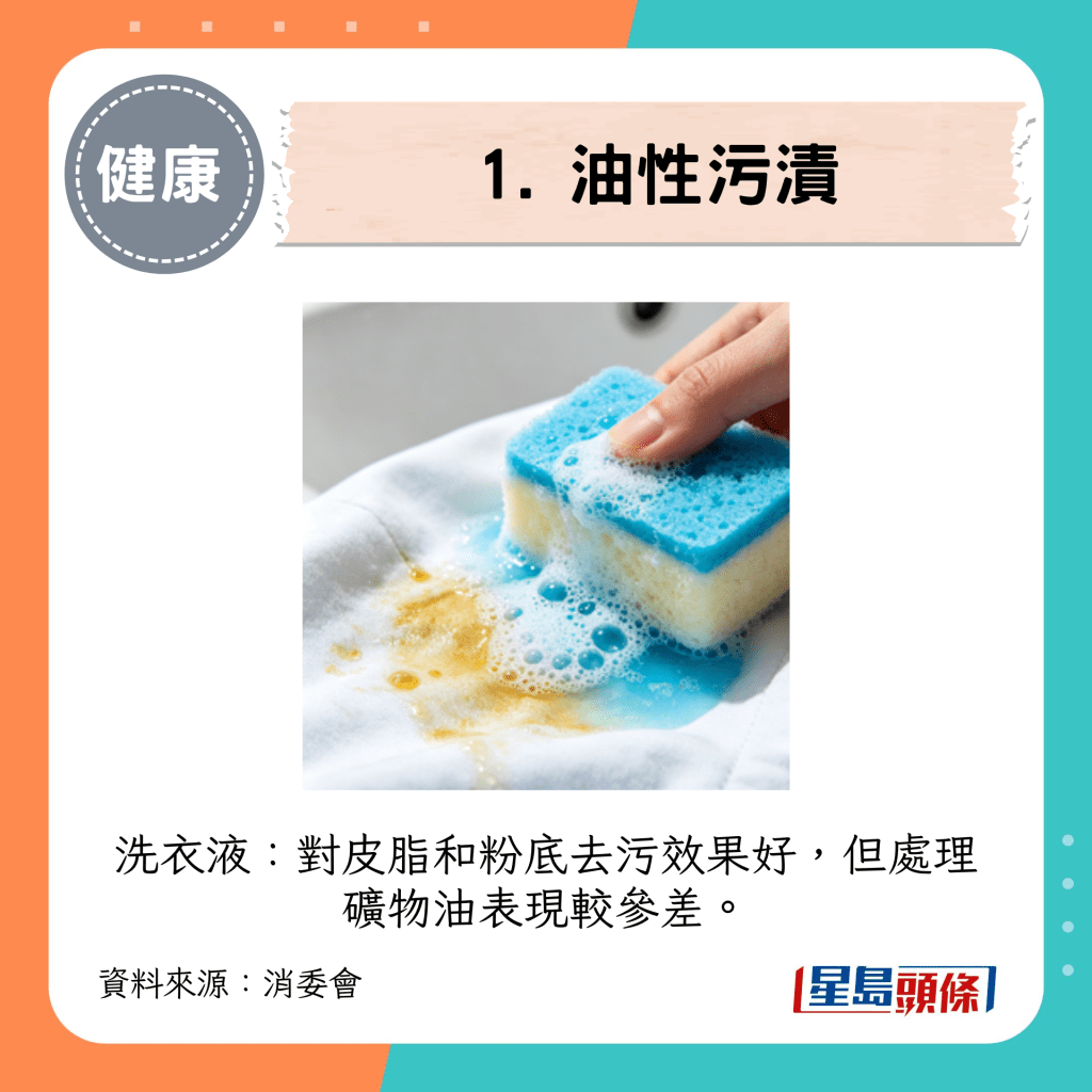 洗衣液：对皮脂和粉底去污效果好，但处理矿物油表现较参差。