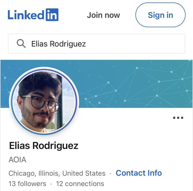 疑兇羅德里格斯(Elias Rodriguez)的領英頁面。 疑兇羅德里格斯(Elias Rodriguez)的領英頁面。