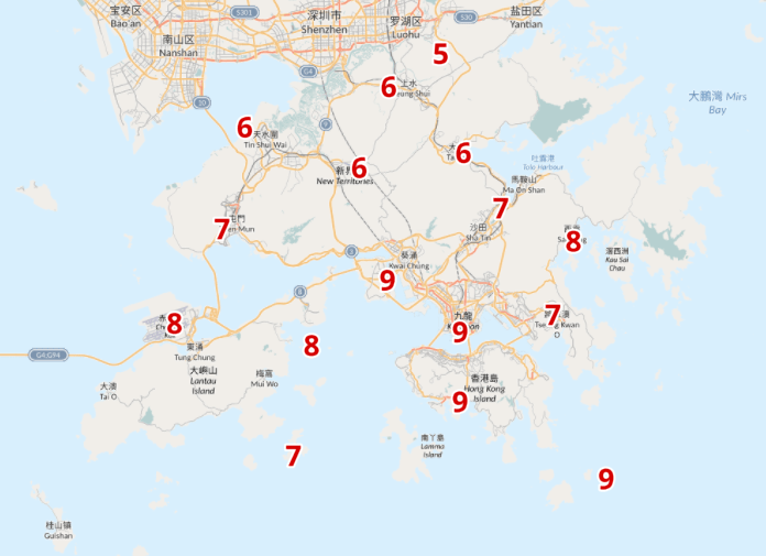 天文台預測下周日（18日）上午7時，本港多區僅得個位數字低溫，其中打鼓嶺更跌至得5度。（天文台網站）