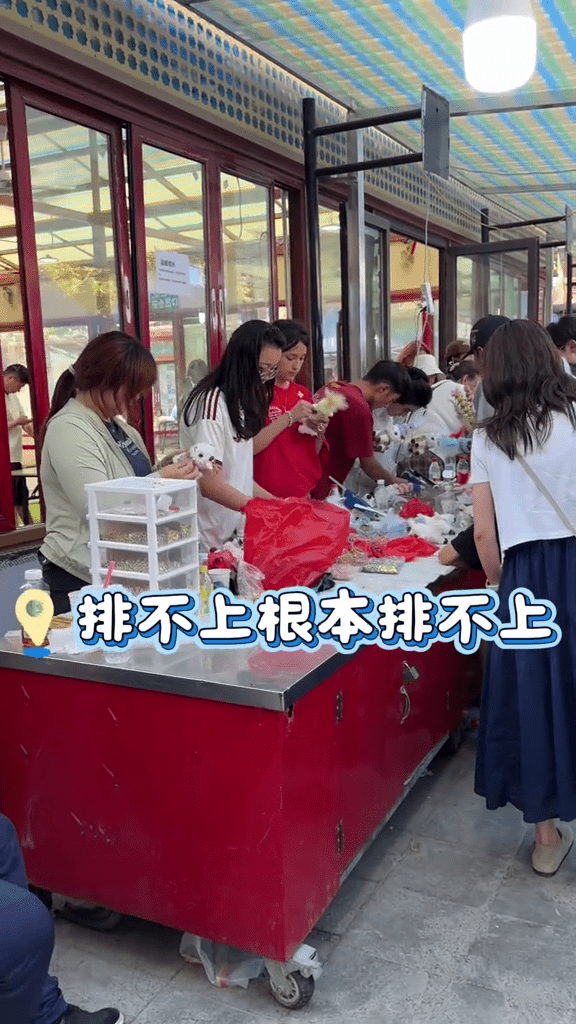 「新疆Labubu」文創小羊爆紅,遊客排長龍購買的情況。 抖音 「新疆Labubu」文創小羊爆紅,遊客排長龍購買的情況。 抖音