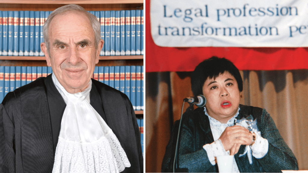 終審法院非常任法官賀輔明勳爵(左)、資深大律師梁冰濂(右)。