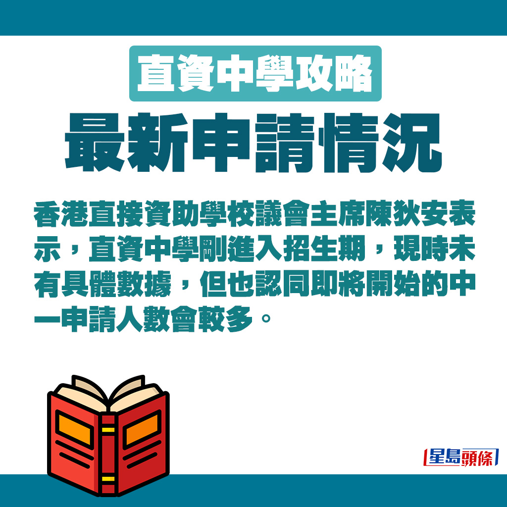香港直接資助學校議會主席陳狄安認同即將開始的中一申請人數會較多。