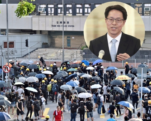 國務院港澳辦主任張曉明指香港示威變質。資料圖片/新華社圖片