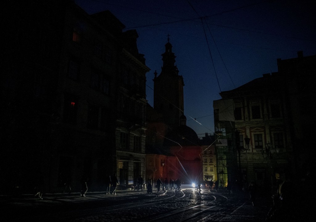 烏克蘭西部城市利維夫大停電。路透