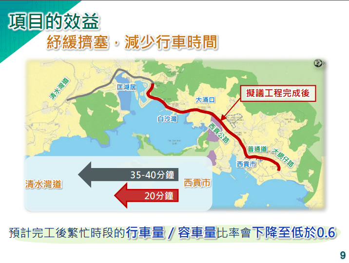 西貢公路擴闊後，行車時間可以縮減。(路政署圖片)