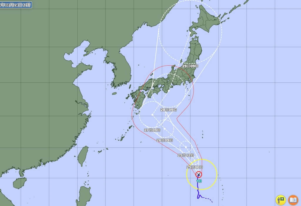 颱風珊珊正朝日本移動。日本氣象廳網頁