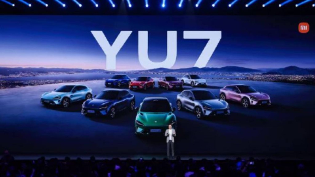 小米發佈首款SUV汽車YU7。微博@曾子言
