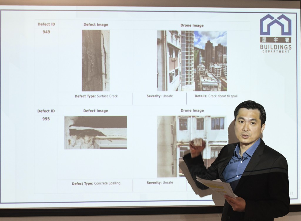 王呂強指該署會使用AI檢視無人機搜集的資料，自動生成報告，「平均只需1晚時間，即今日影完，明日就可以睇報告」。