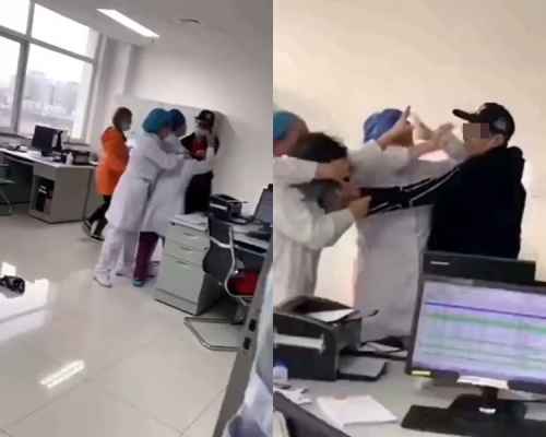 男子不滿醫院拒絕懷孕妻子回家, 竟毆打醫生。網圖