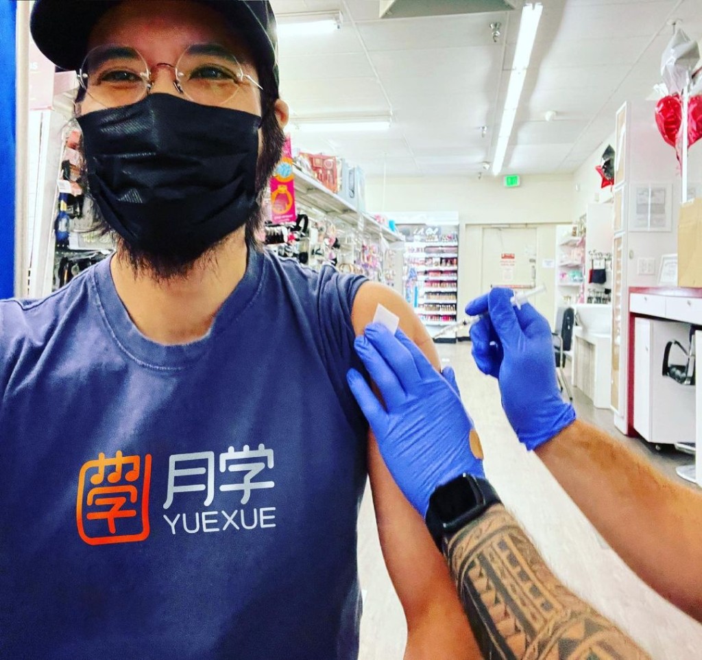 王力宏上月中在美國接種疫苗。