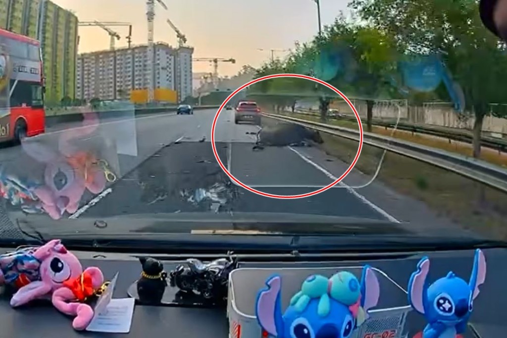 被撞水牛滾地掙扎。fb馬路的事 (即時交通資訊台)影片截圖