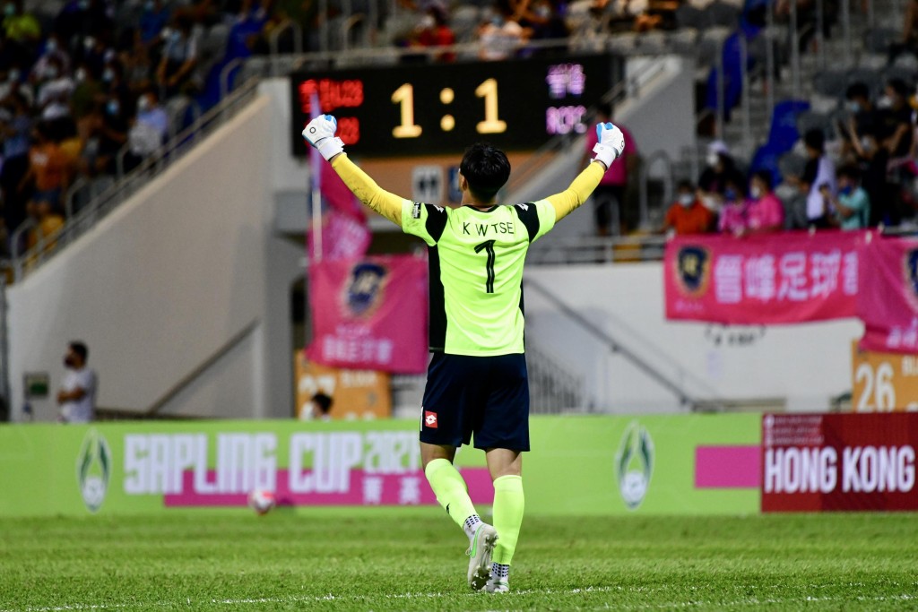 香港U23首戰取得球會史上第一分，門將謝家榮盼用表現回應質疑。梁柏琛攝