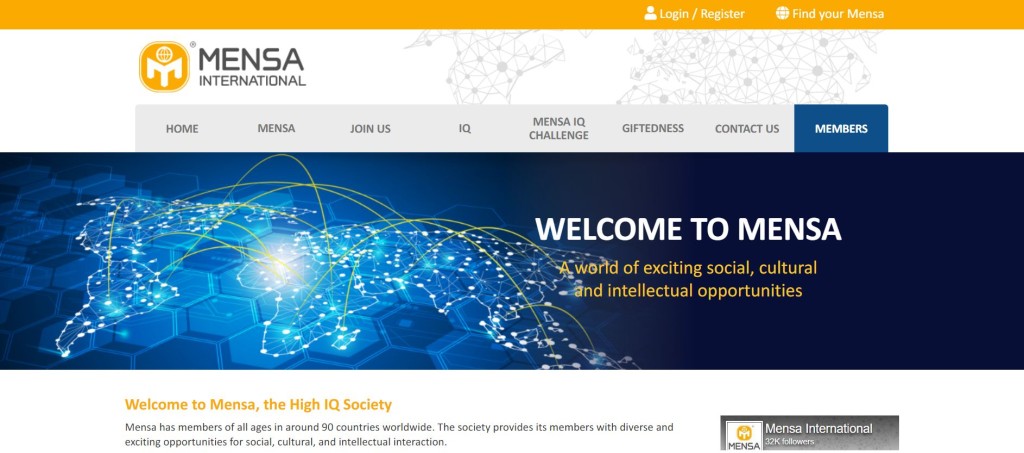 门萨国际为世界上规模最大及历史最长的高智商同好组织，创于1946年。