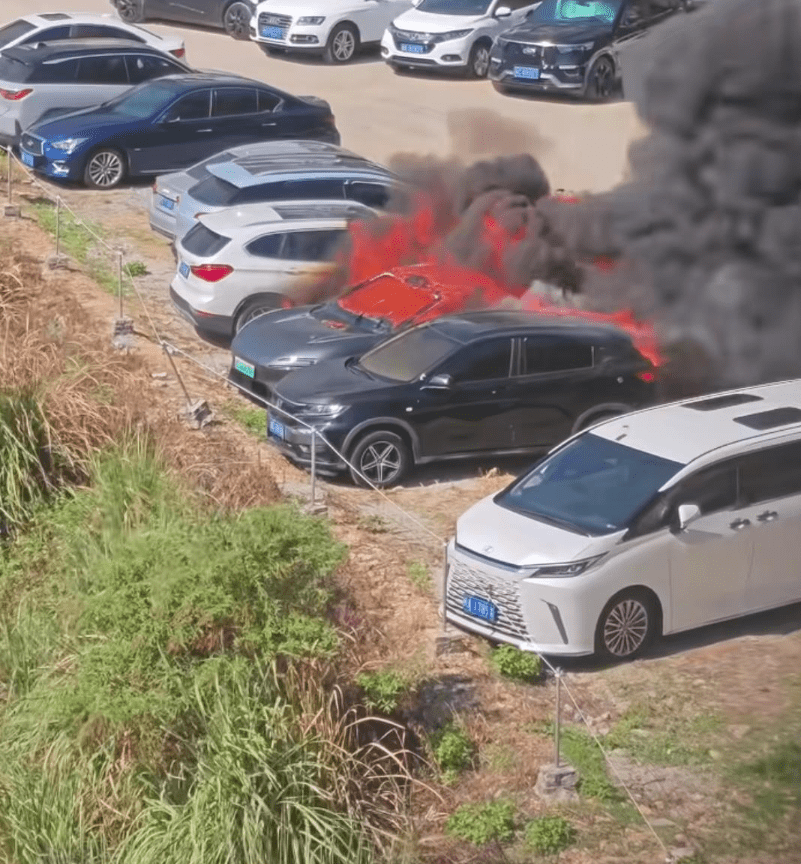 福建阿維塔轎車突著火殃及多車。極目新聞
