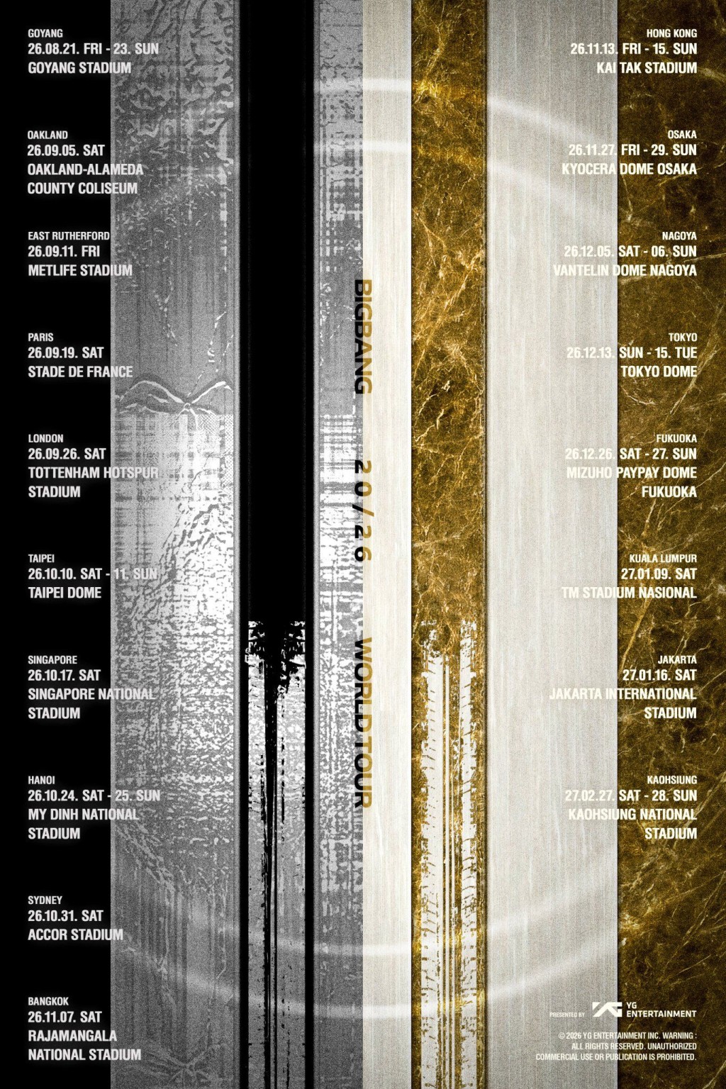 韓國天團BIGBANG在6月11日終於正式重磅宣布巡迴演唱會。 韓國天團BIGBANG在6月11日終於正式重磅宣布巡迴演唱會。