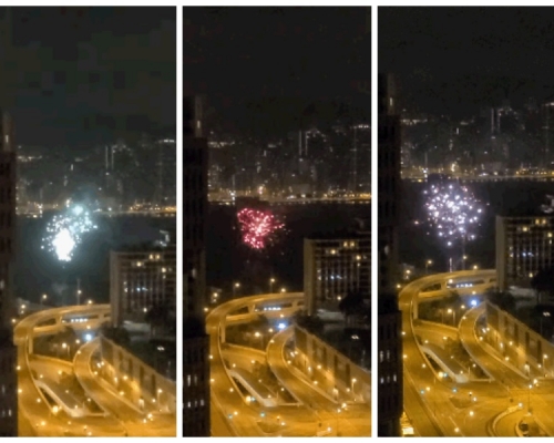 五光十色的煙花劃破深夜的長空。網民Arthur Ho