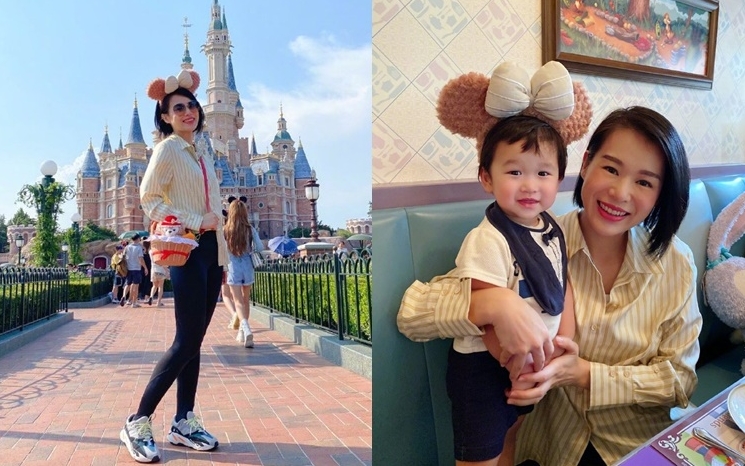 杏兒同細仔在迪士尼玩得好開心。