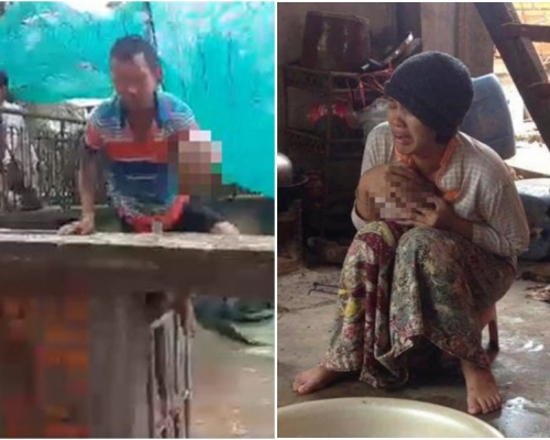 母亲抱著女儿的头颅痛哭。网图