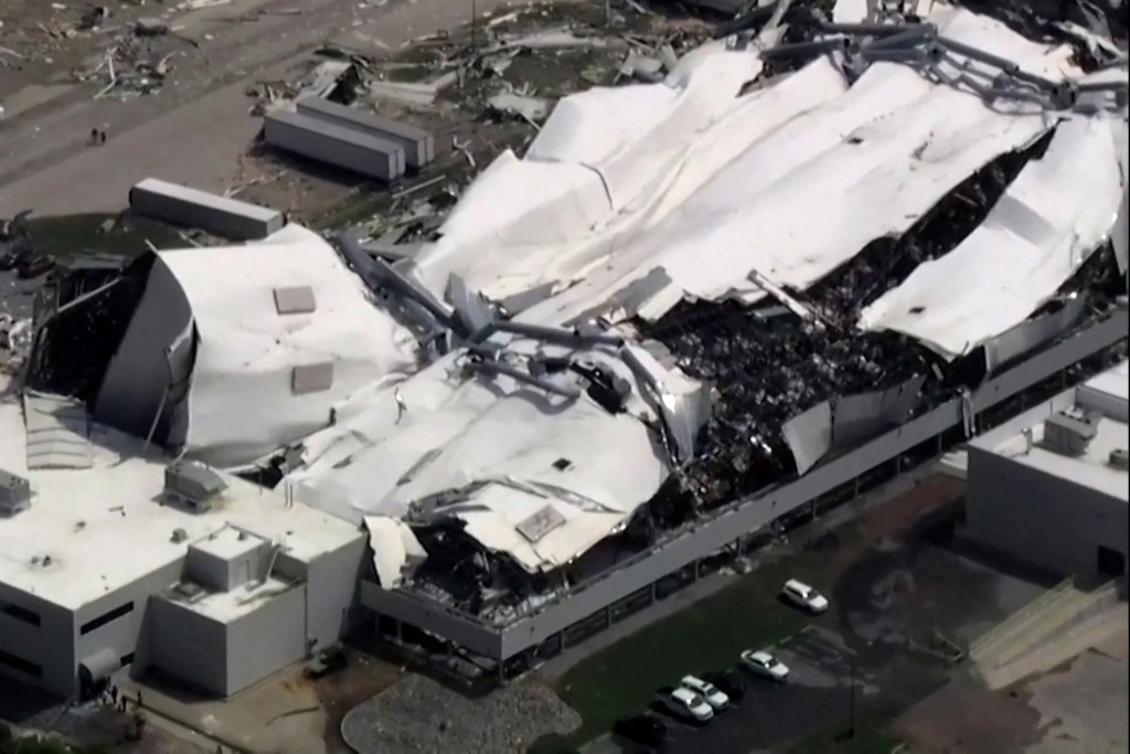輝瑞北卡州洛磯山城廠房，損毀嚴重，彷彿炸彈爆炸般。路透社
