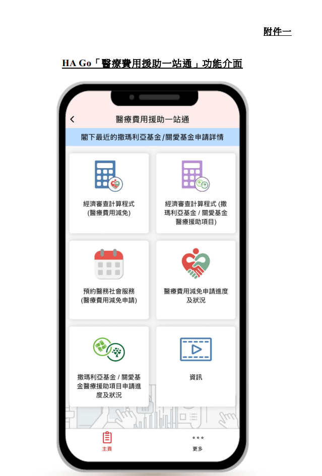 市民可經HA Go自助辦理申請醫療費用減免及預約醫務社會服務。