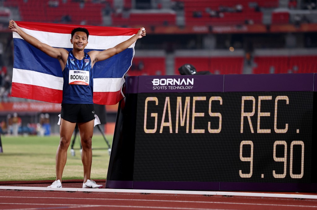 泰國20歲小將邦頌一日兩破男子100米亞運紀錄。路透社