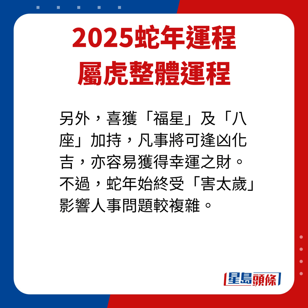 屬虎藝人整體運程。