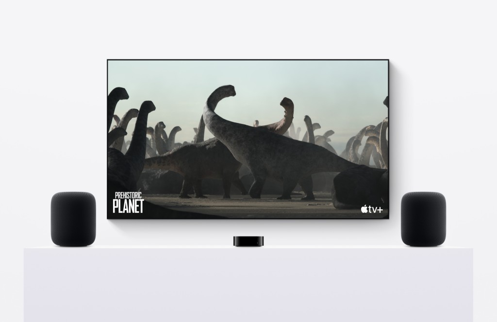 可以把兩台第2代HomePod配對成立體聲模式，連接Apple TV 4K後，更可成為家居影院的音效輸出。