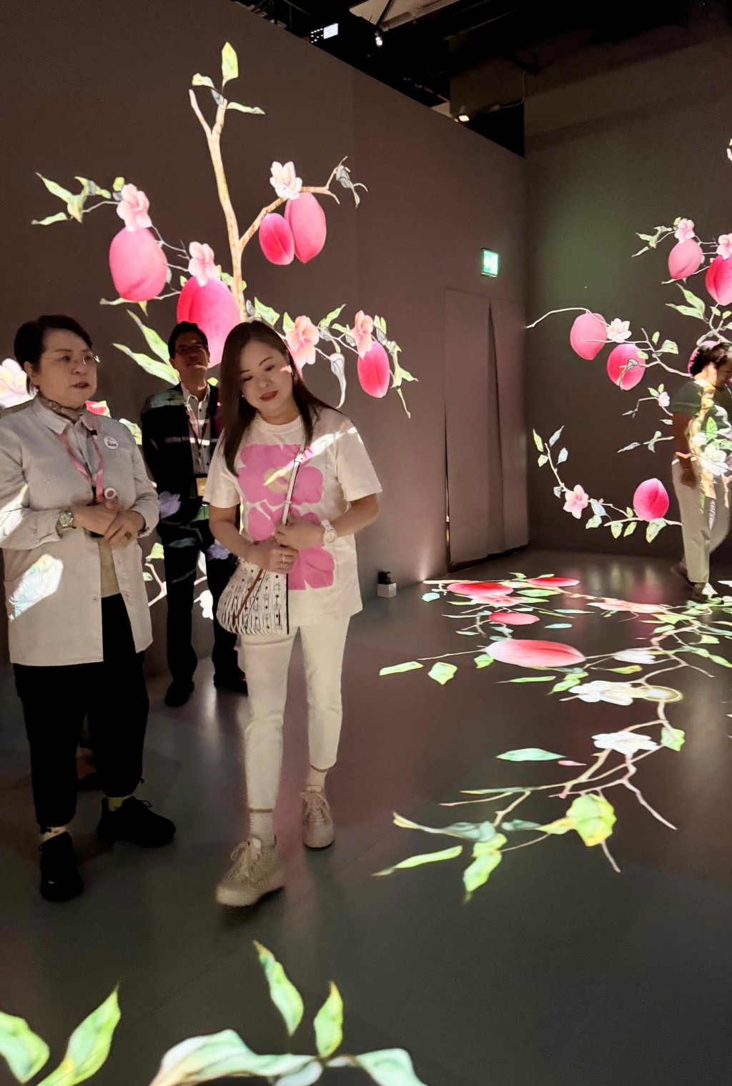 羅淑佩讚揚展覽結合科技,呈現花、魚、祥雲等宮廷紋飾之美。羅淑佩FB圖片 羅淑佩讚揚展覽結合科技,呈現花、魚、祥雲等宮廷紋飾之美。羅淑佩FB圖片