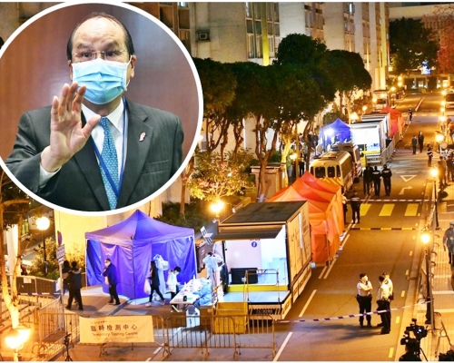 張建宗(小圖)率官員就防疫抗疫措施會見傳媒。資料圖片