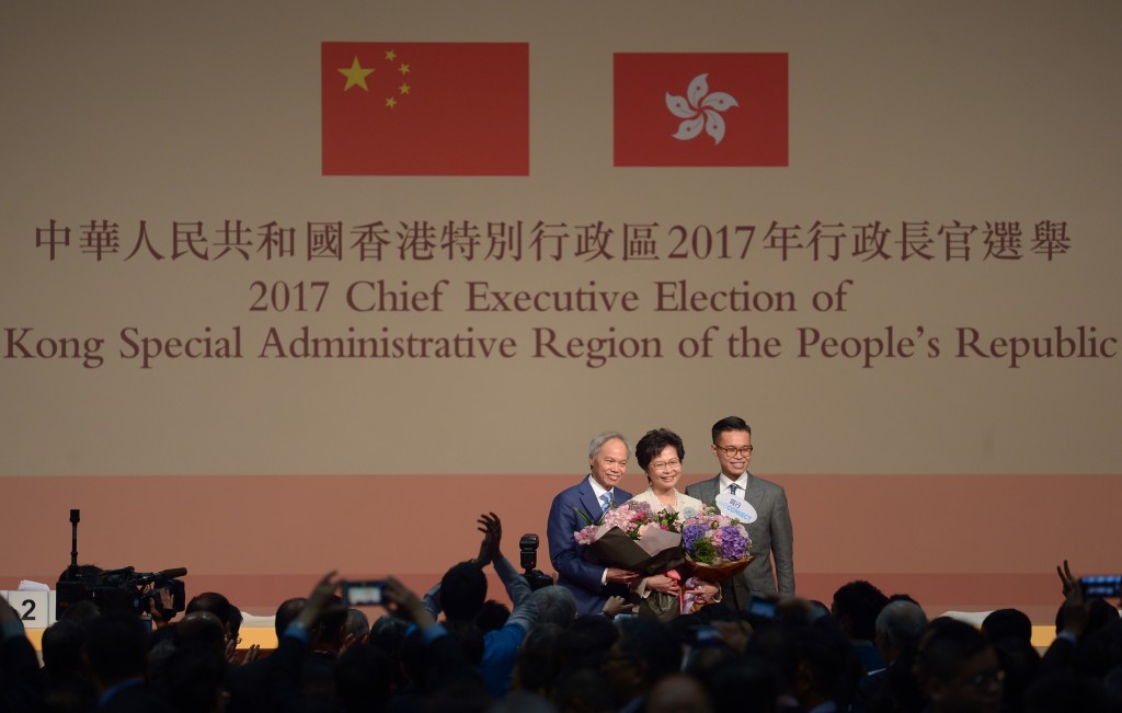 林郑月娥于上届选举以777票当选，成为本港首位女特首。（资料图片）
