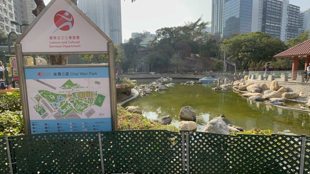 柴湾公园的池水尚算清彻干净。杨伟亨摄