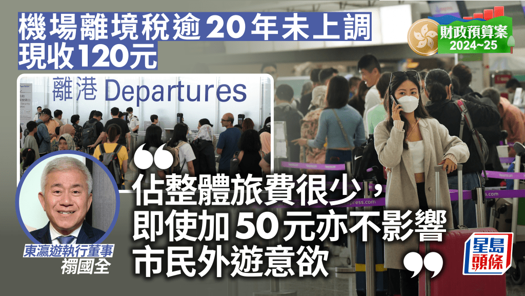 財政預算案．前瞻｜機場離境稅逾20年未上調 旅行社：即使加50元亦不影響市民外遊意欲