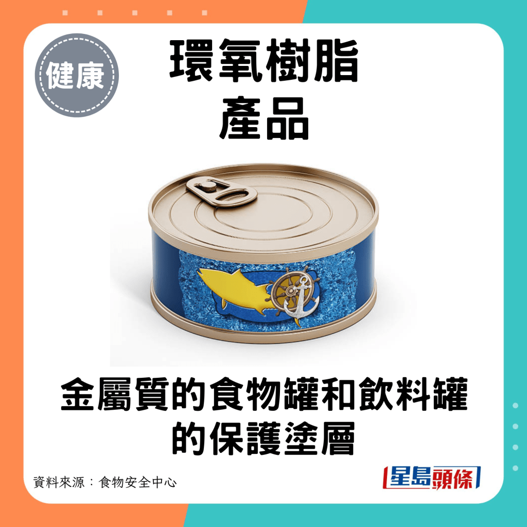 環氧樹脂產品：金屬質的食物罐和飲料罐的保護塗層。